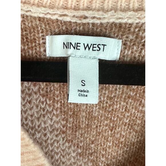 Nine West Long Sleeve Collared V Neck Wool Pink Pullover Sweater Size Small - Picture 5 of 6